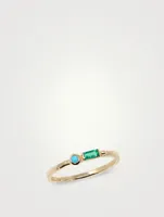 Cléo Gold Stackable Ring With Emerald And Turquoise
