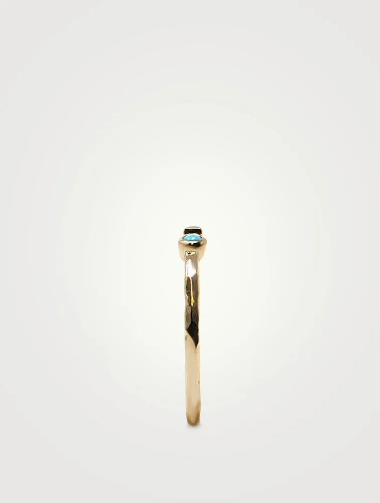 Cléo Gold Stackable Ring With Emerald And Turquoise