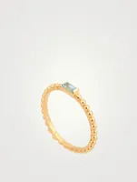 Dew Drop 14K Gold Baguette Stackable Ring With Blue Topaz