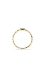 Dew Drop Baguette Stackable Ring With Emerald