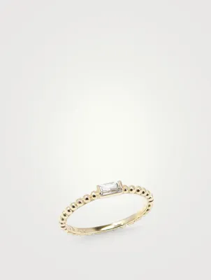 Dew Drop Baguette Stackable Ring With White Topaz