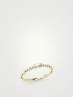 Dew Drop Baguette Stackable Ring With White Topaz