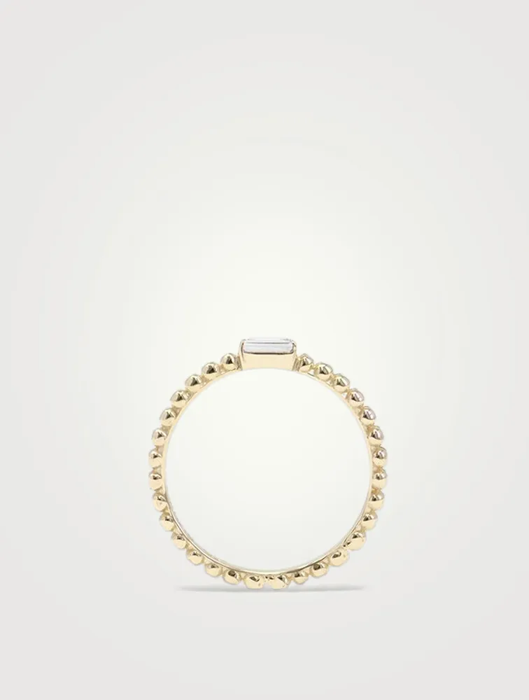 Dew Drop Baguette Stackable Ring With White Topaz