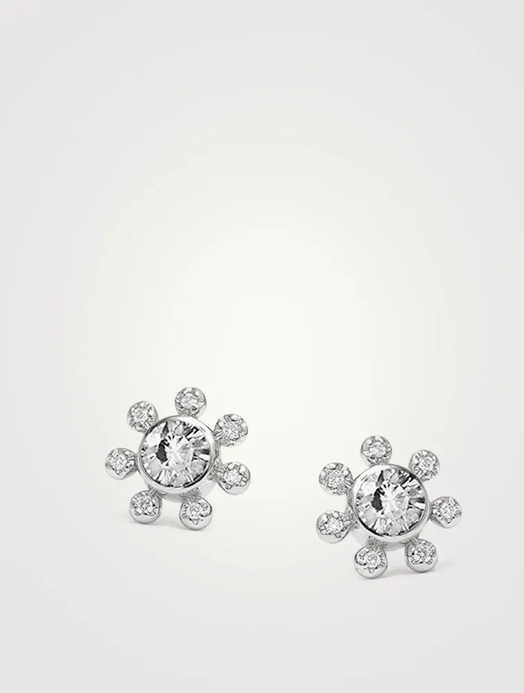 Dew Drop Étoile Silver Stud Earrings With White Topaz And White Sapphire