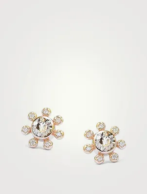 Dew Drop Étoile Gold Stud Earrings With White Topaz And Diamonds