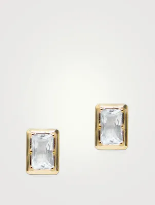 Classique 14K Gold Melia Carré Stud Earrings With White Topaz