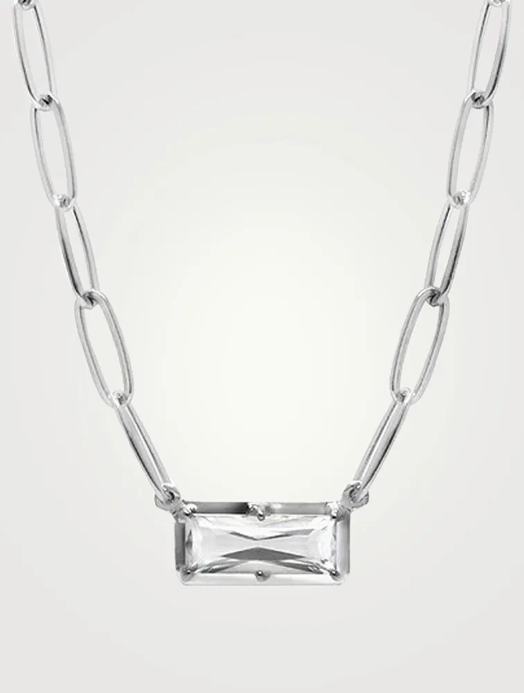 Classique Silver Melia Carré Necklace With Clear Topaz