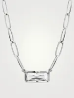 Classique Silver Melia Carré Necklace With Clear Topaz