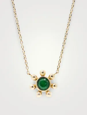 Dew Drop Gold Marine Pendant Necklace With Emerald