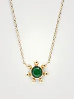 Dew Drop Gold Marine Pendant Necklace With Emerald