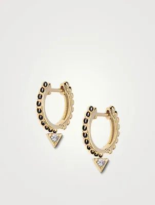 Dew Drop Cléo Gold Huggie Triangle Drop Earrings With Diamonds