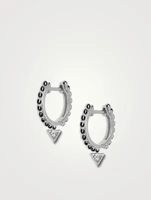 Dew Drop Cléo Silver Huggie Triangle Drop Earrings With White Sapphire