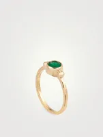 Cléo 14K Gold Round Stackable Ring With Emerald And Diamond