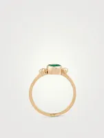 Cléo 14K Gold Round Stackable Ring With Emerald And Diamond
