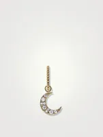 Aztec 14K Gold Moon Crescent Charm Pendant With Diamonds