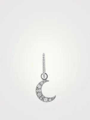 Aztec Silver Moon Crescent Charm Pendant With White Sapphire