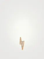 Aztec 14K Gold Lightning Bolt Stud Earring With Diamonds