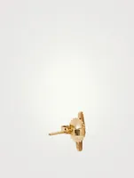 Aztec 14K Gold Lightning Bolt Stud Earring With Diamonds