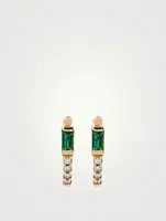 Cléo Half 14K Gold Hoop Earrings With Emerald And Diamonds