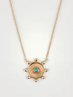 Dew Drop 14K Gold Marine Evil Eye Pendant Necklace With Turquoise