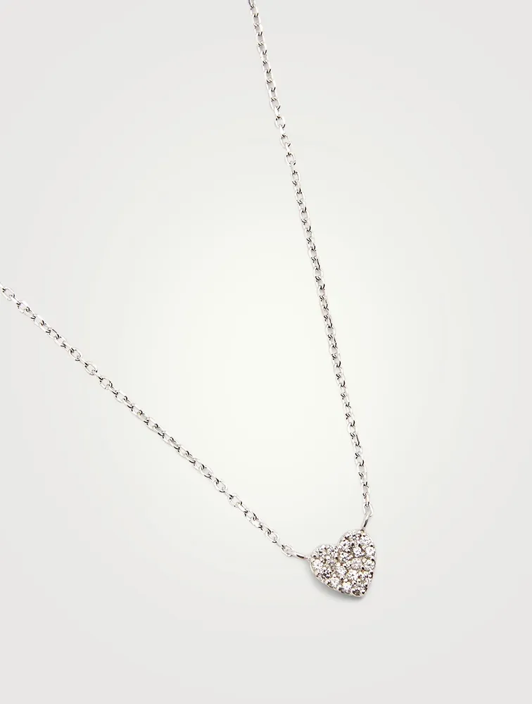 Love Letter Silver Heart Necklace With White Sapphire