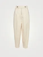 Cotton Tapered Pants With Darted Ankle