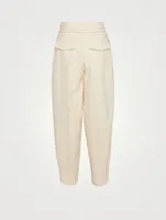 Cotton Tapered Pants With Darted Ankle
