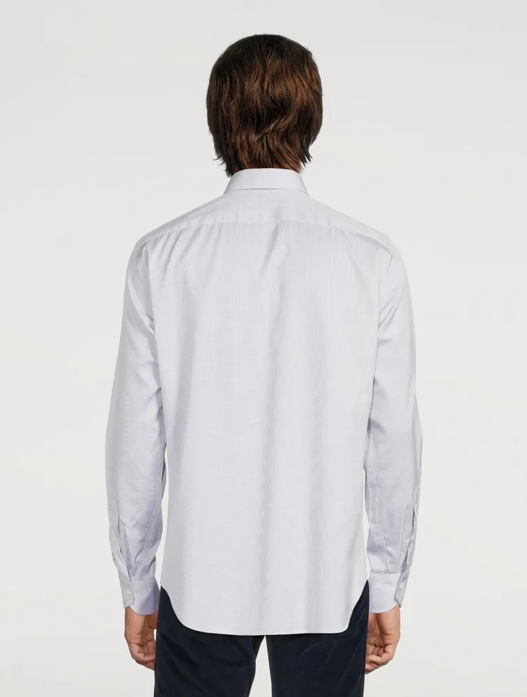 Impeccabile Cotton Shirt Micro Grid Print