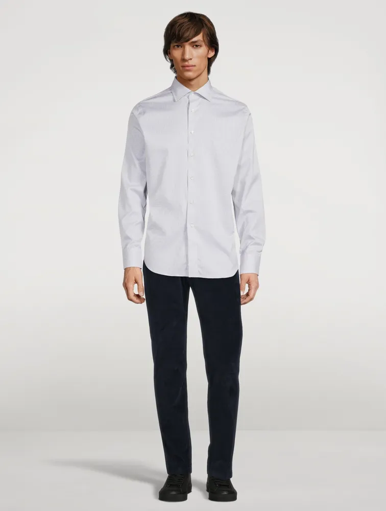 Impeccabile Cotton Shirt Micro Grid Print