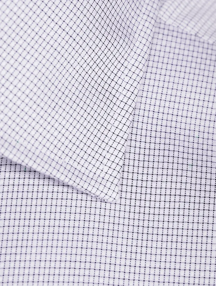 Impeccabile Cotton Shirt Micro Grid Print