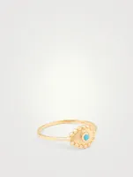 Dew Drop 14K Gold Evil Eye Ring With Turquoise