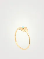 Dew Drop 14K Gold Evil Eye Ring With Turquoise