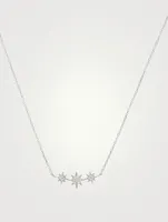 Micro Aztec Silver North Star Bar Necklace With White Sapphire