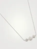 Micro Aztec Silver North Star Bar Necklace With White Sapphire