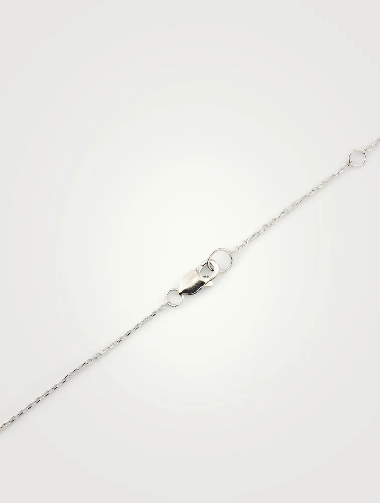 Micro Aztec Silver North Star Bar Necklace With White Sapphire