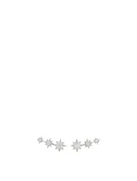 Aztec Silver North Star Trio Stud Earrings With White Sapphire
