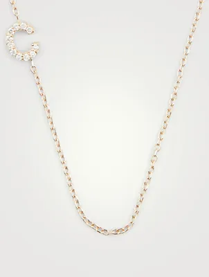 Love Letter Gold C Initial Necklace With Pavé Diamonds