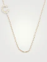 Love Letter Gold C Initial Necklace With Pavé Diamonds