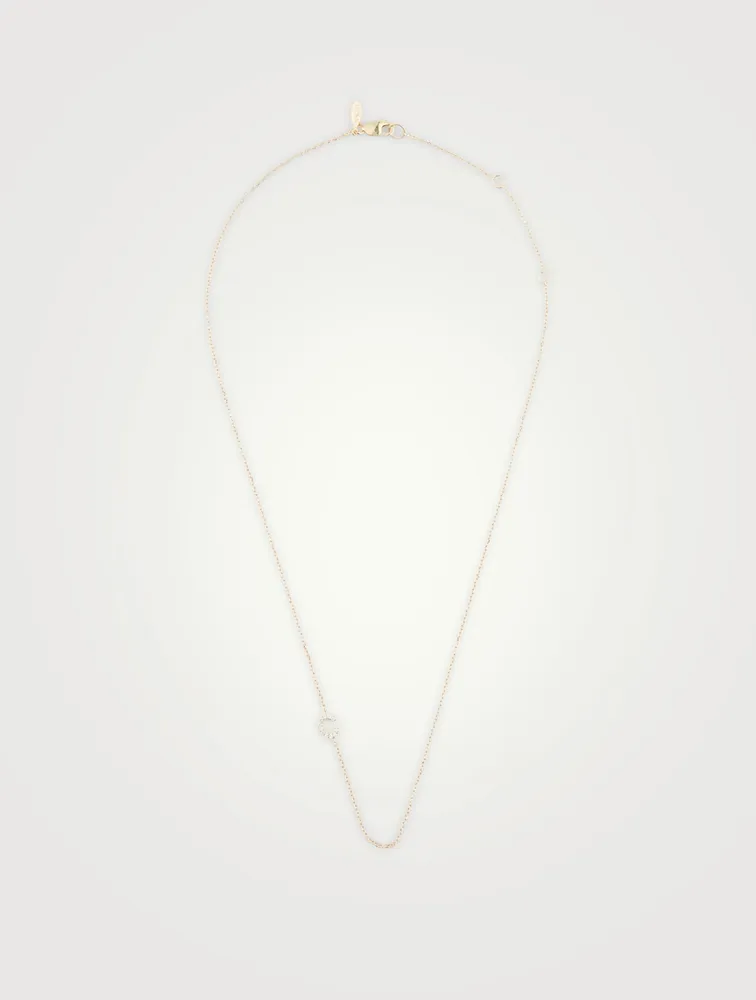 Love Letter Gold C Initial Necklace With Pavé Diamonds