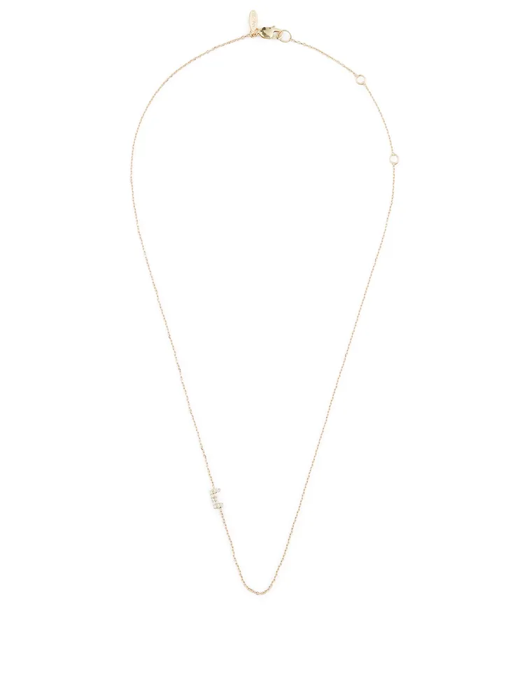 Love Letter Gold E Initial Necklace With Pavé Diamonds