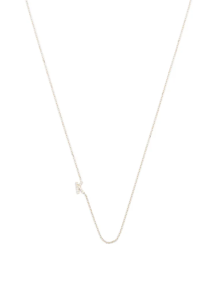 Love Letter Gold K Initial Necklace With Pavé Diamonds