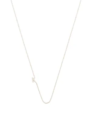 Love Letter Gold K Initial Necklace With Pavé Diamonds
