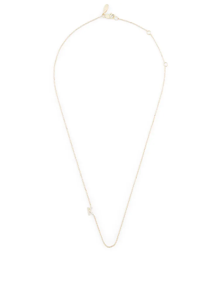 Love Letter Gold K Initial Necklace With Pavé Diamonds