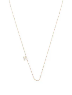 Love Letter Gold M Initial Necklace With Pavé Diamonds