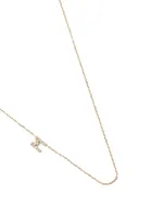 Love Letter Gold M Initial Necklace With Pavé Diamonds