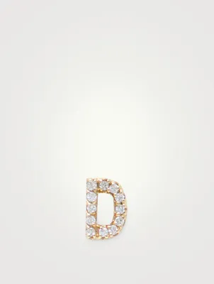 Love Letter Gold D Stud Earring With Diamonds