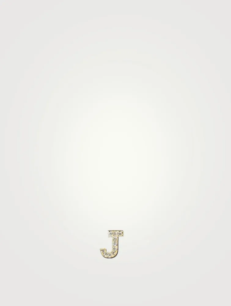 Love Letter Gold J Stud Earring With Diamonds