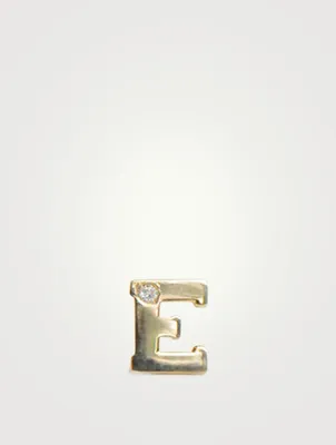 Love Letter Gold E Stud Earring With Diamond