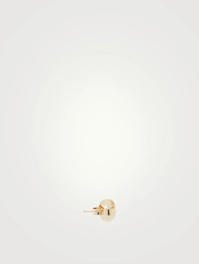 Love Letter 14K Gold D Initial Stud Earring With Diamond