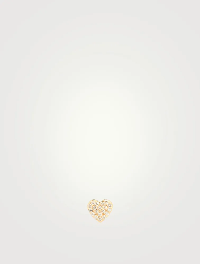 Love Letter 14K Gold Heart Stud Earring With Diamonds